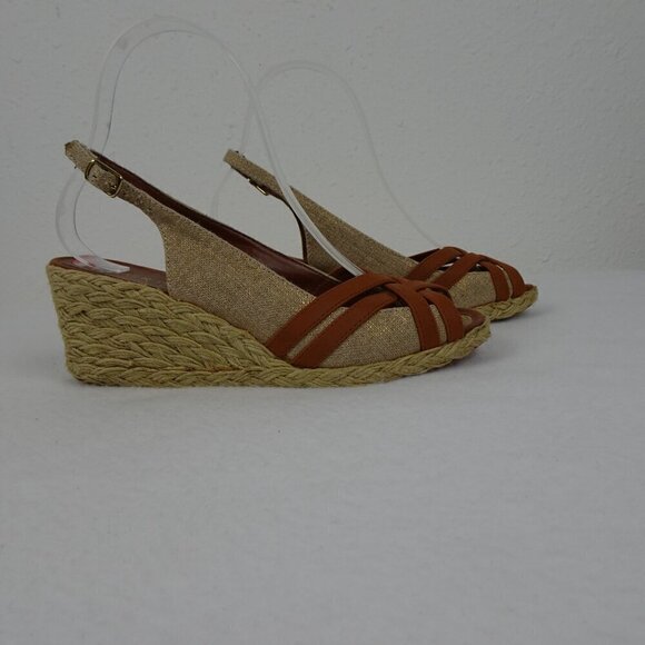 Ralph Lauren Candice Wedge Sandals Women's Size Size 6 Brown Beige Career - Picture 5 of 10